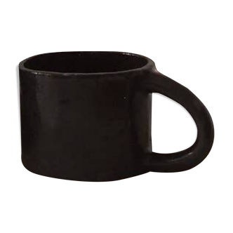 Small black stoneware mug