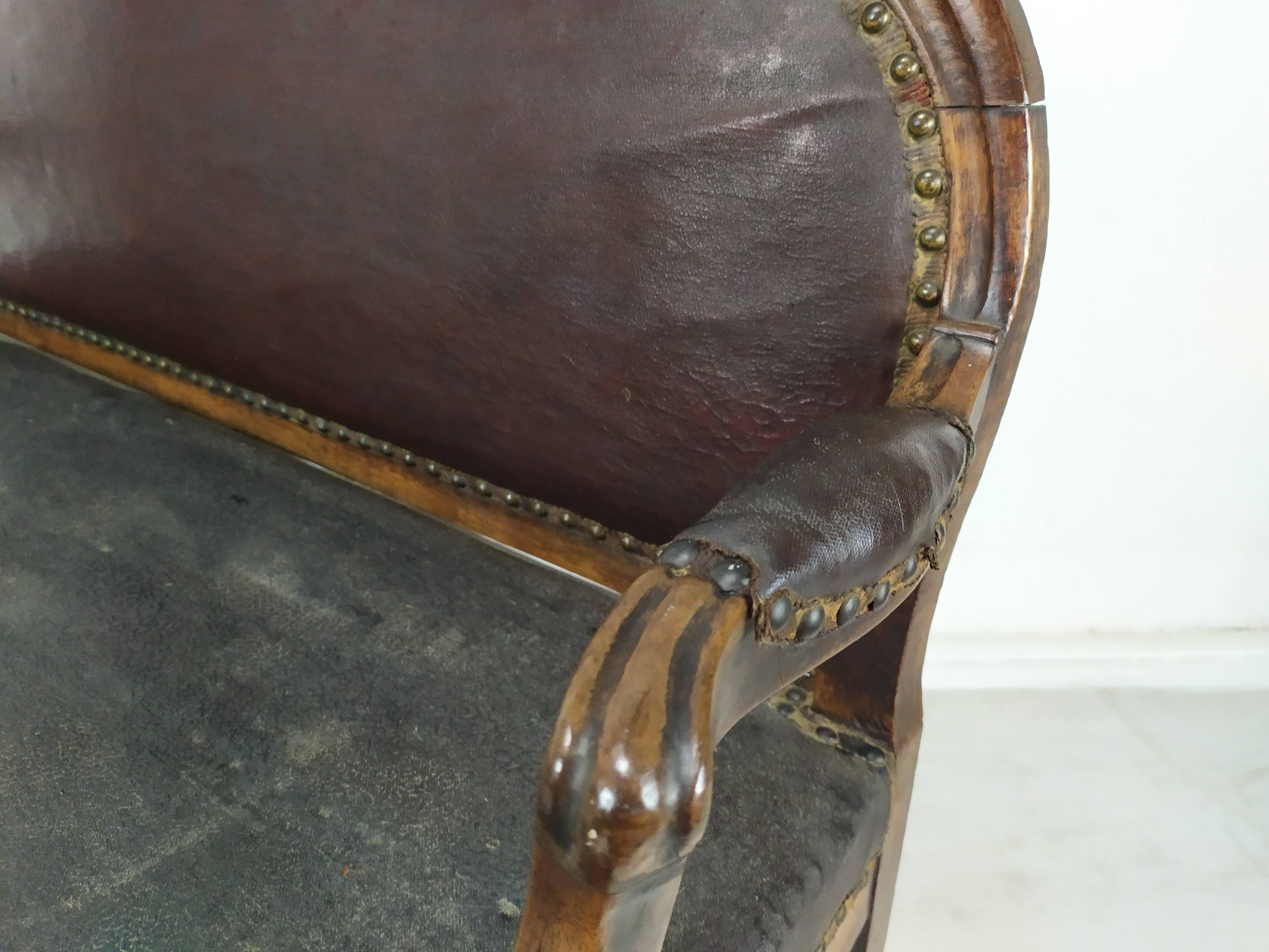Leather bistro bench