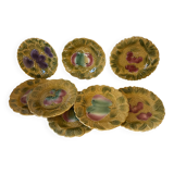 Set of 8 dessert plates in Sarreguemines barbotine