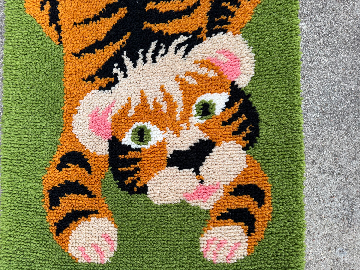 Scandinavian tiger Rya rug, wool, 1970s.