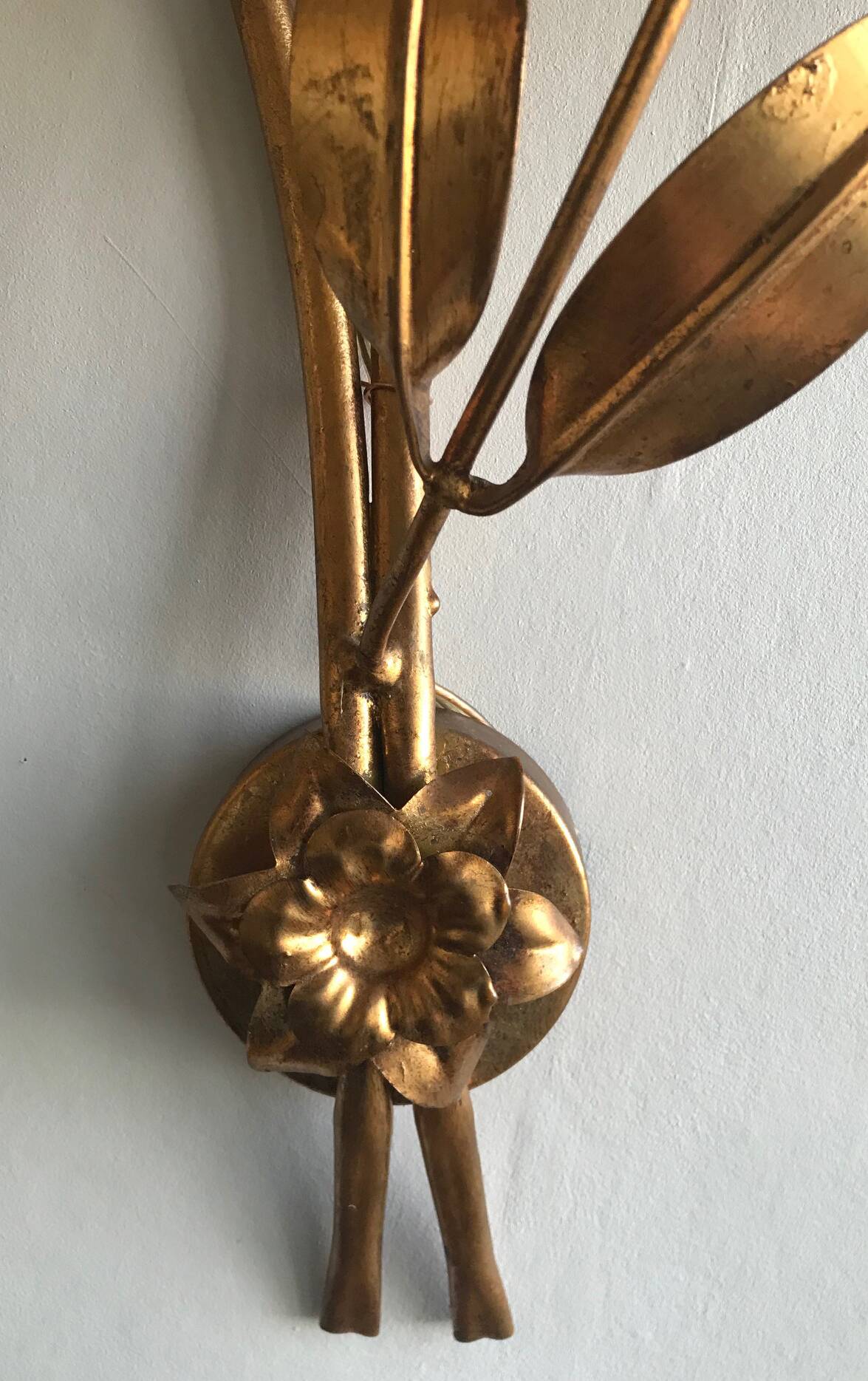 Hans Kögl flower wall light - gold and silver metal - 1970