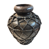 Metal and leather vase