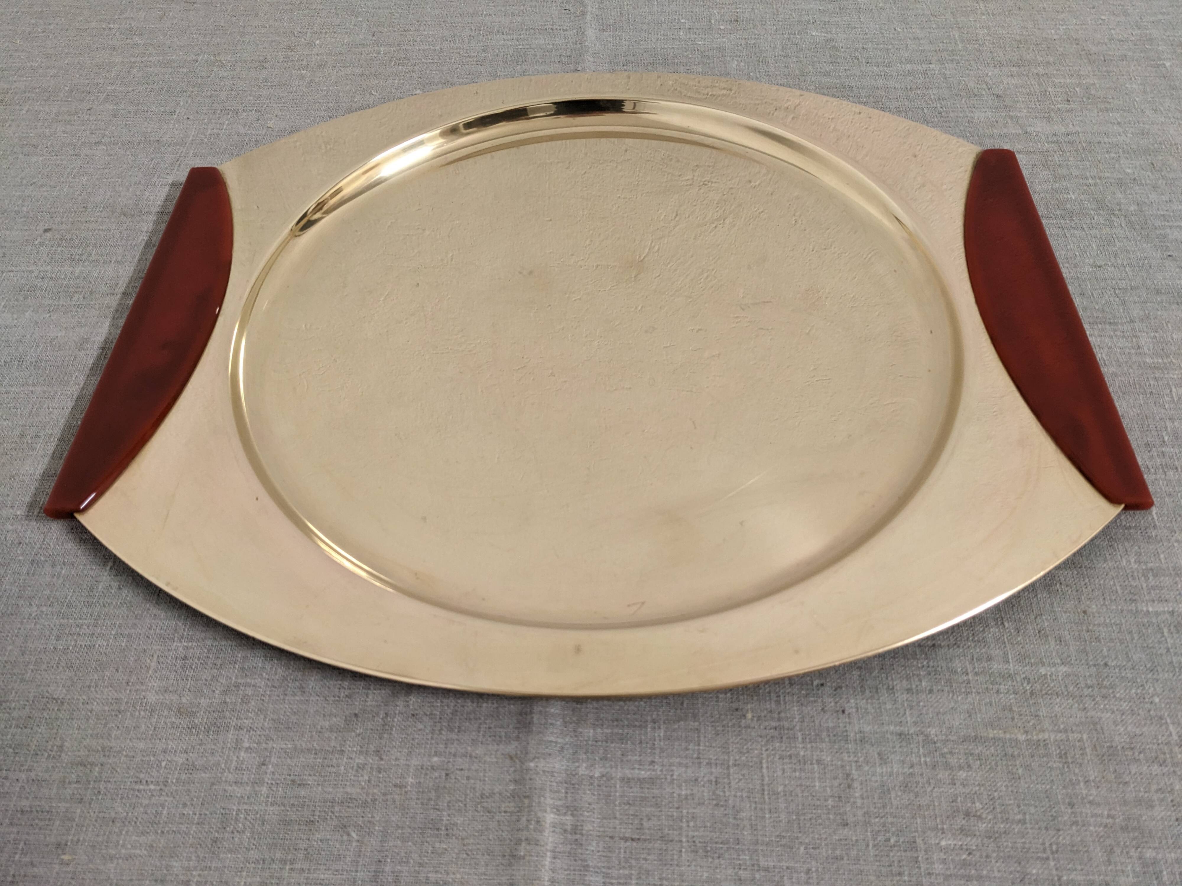 Brass and Bakelite trays and bowl by PM Italy circa 1970