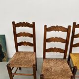 Rustic handcrafted oak chairs 1900