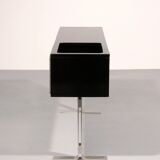 Stunning Willy Rizzo bar / sideboard in black & stainless steel, Italy 1969