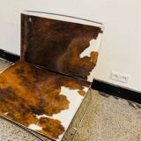 Chromed Fil armchair with fur seat by Pascal Mourgue for Ligne Roset, 1990s