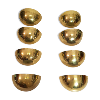 8 half moon sconces, Hollywood regency, brass, 60/70