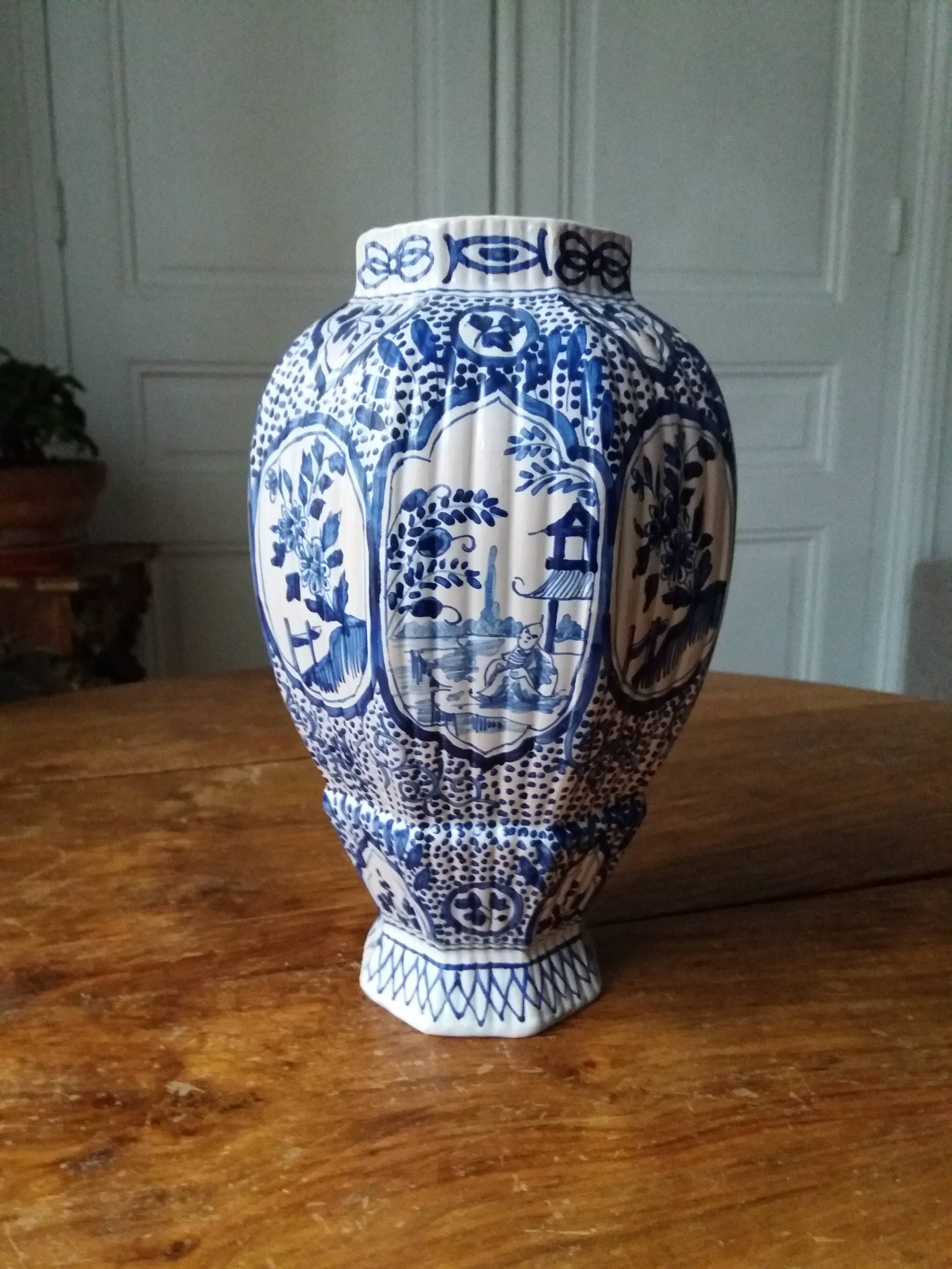 Blue and white baluster vase