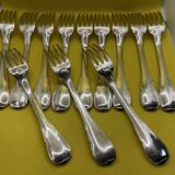 Set of 12 large silver-plated metal forks BOULENGER