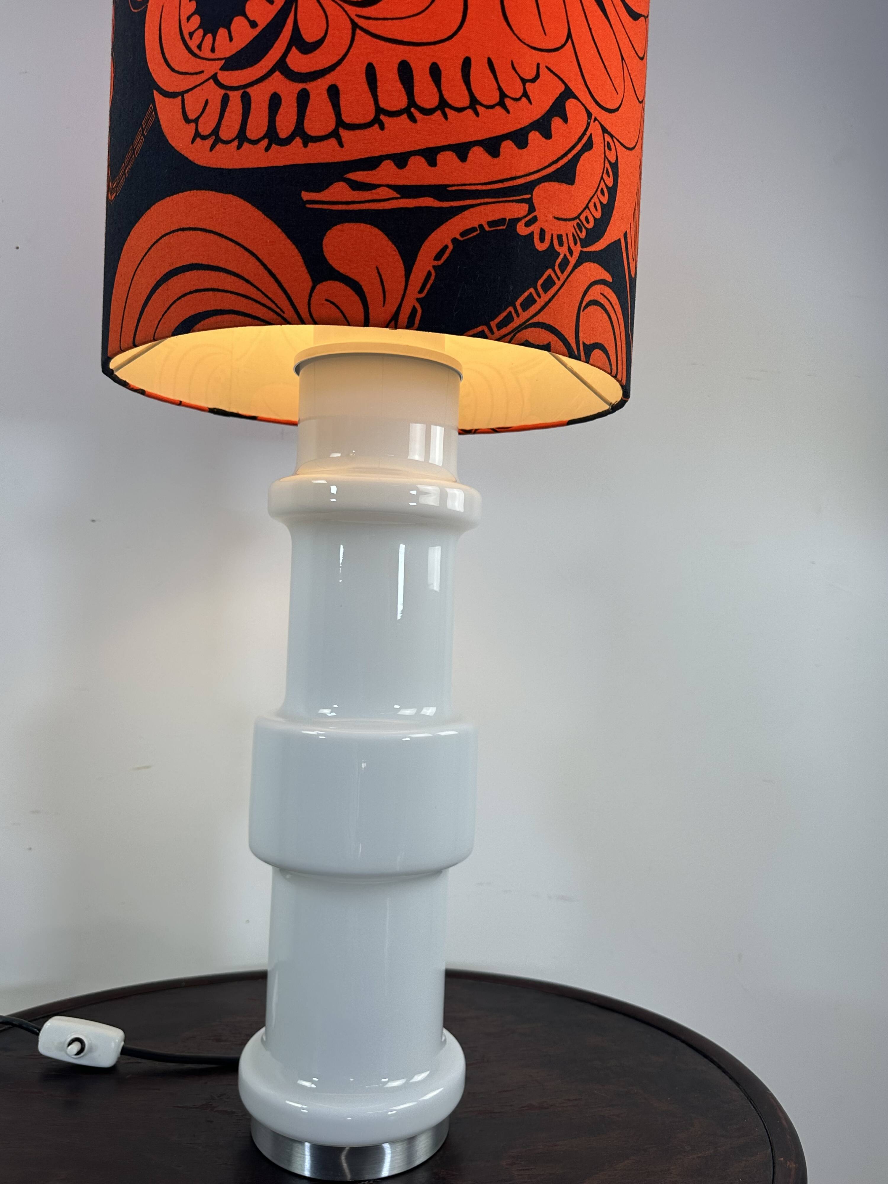 Vintage Murano glass lamp in opaline white, Doria, Italy, 1970.