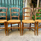 Set of 4 Provençal oak chairs with rush seats.