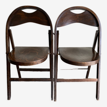 Pair of folding chairs Thonet 751 Bauhaus curved wood
