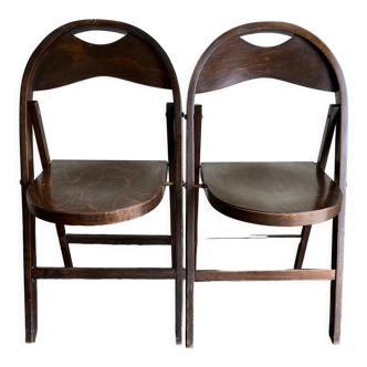 Pair of folding chairs Thonet 751 Bauhaus curved wood