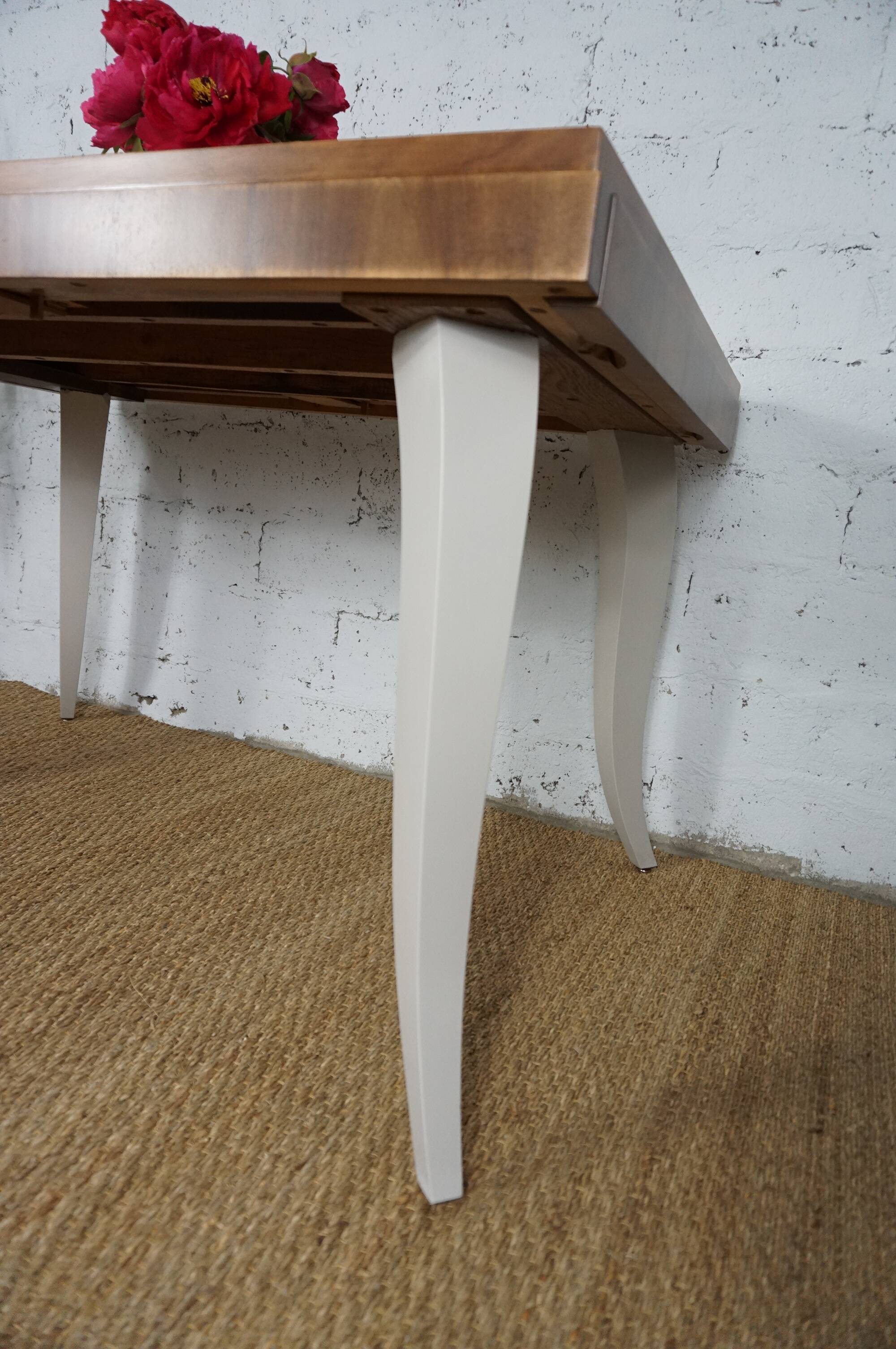 Dining table with art deco extensions revamped curved legs