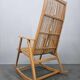 Rare Midcentury Wood and Rattan Rocking Chair, Denmark, 1960s