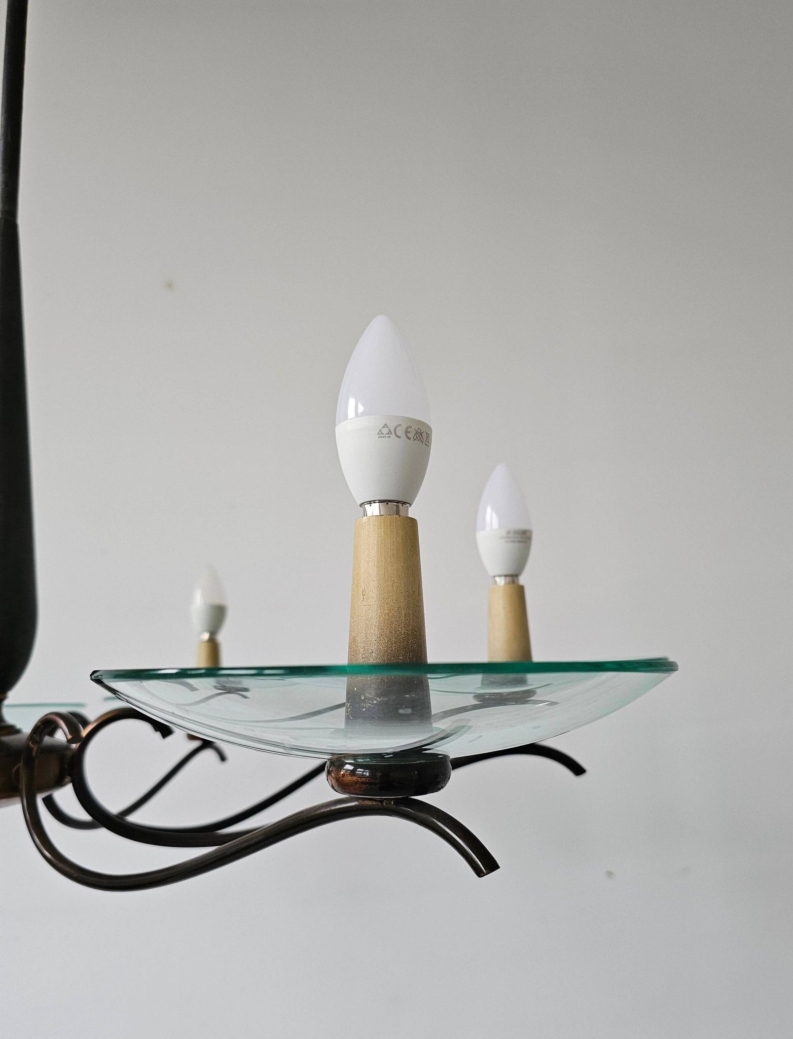 Brass Mid-Century Chandelier in the style of Pietro Chiesa