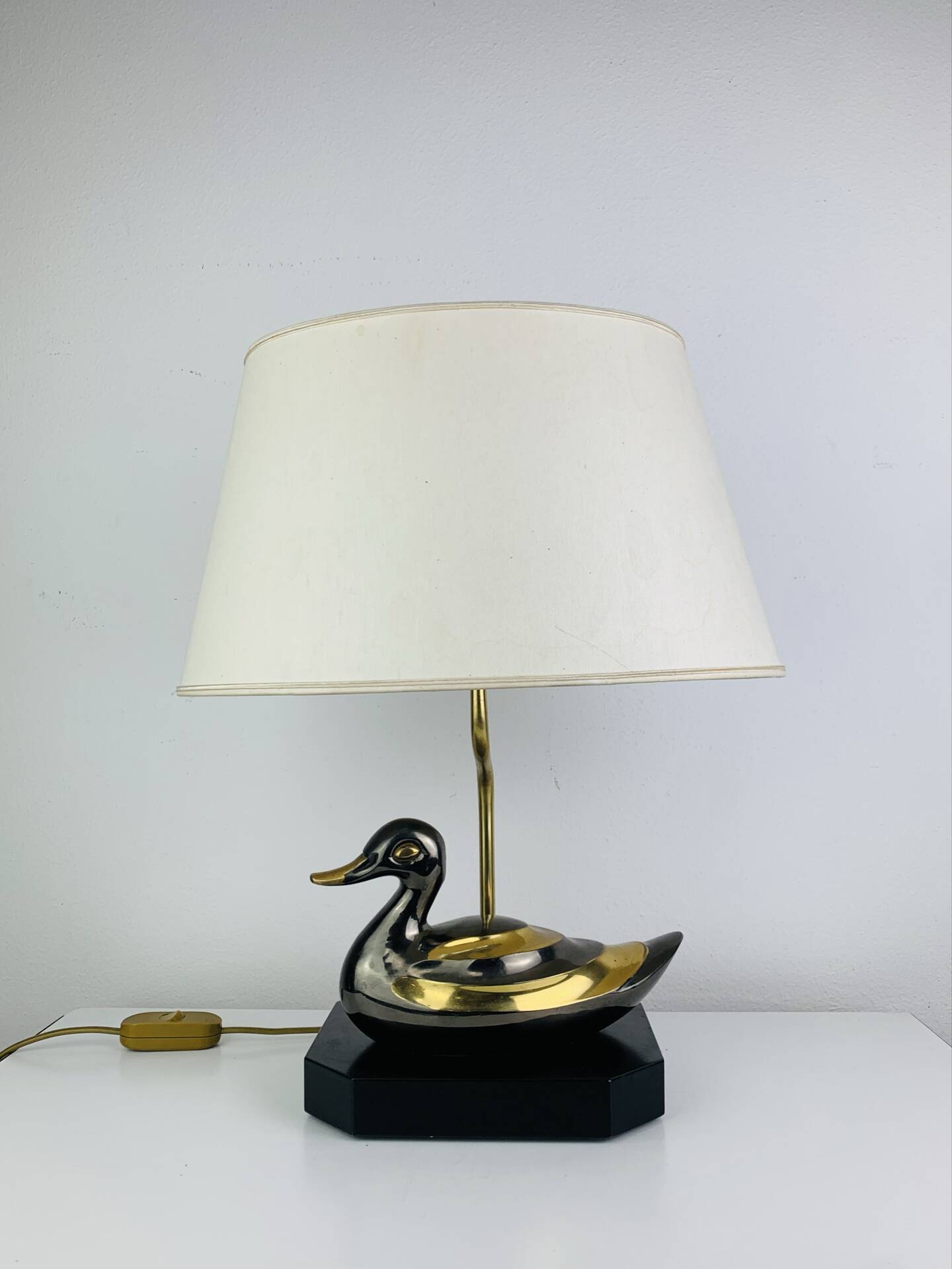 Lampe canard en laiton vintage