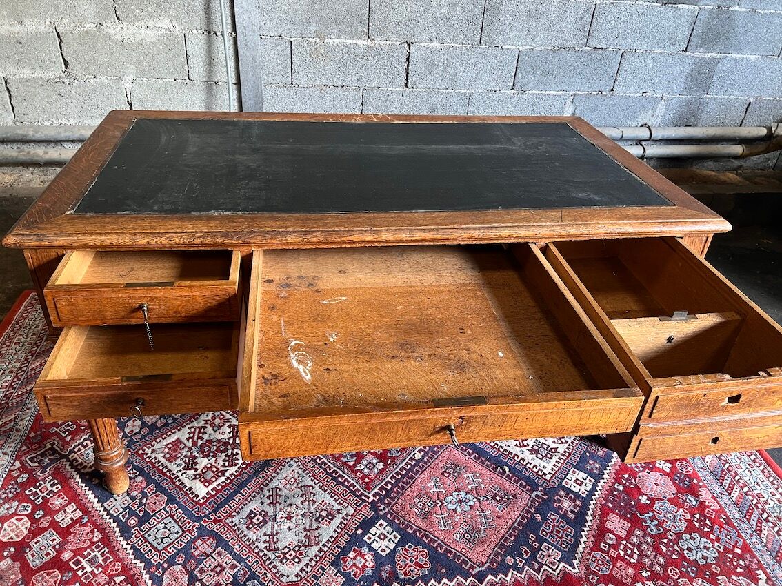Louis Philippe antique desk with leather-wrapped top