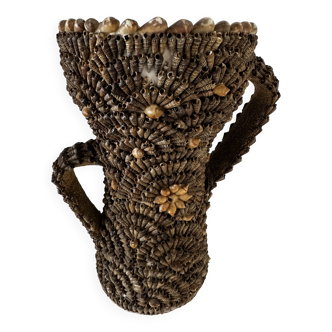 Ceramic and shell vase Vallauris - 1960s - H 25 cm