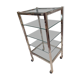 Glass and brass shelf on wheels