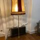 grand abat-jour en peau et velours vintage