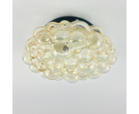 Mid-Century Amber Bubble Glass Flush Mount or Wall Lamp by Helena Tynell for Limburg, Germany, 1970s