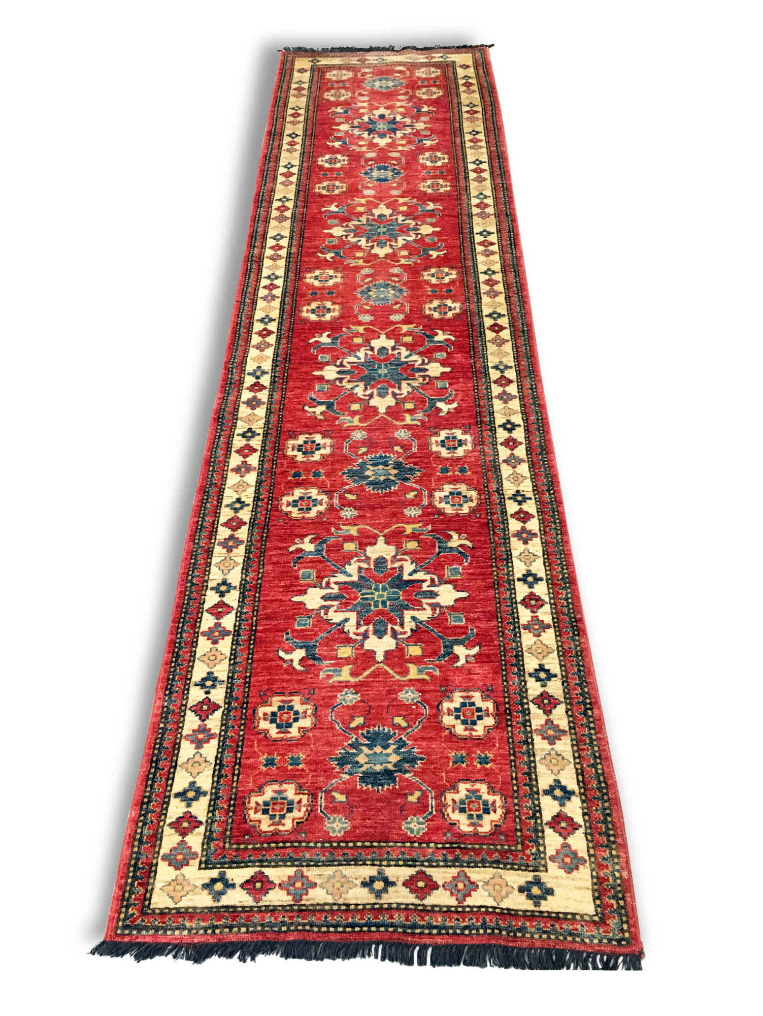 Remarkable oriental rug: former Kazak 310 x 84 cm