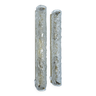 Pair of large vintage brutalist wall lights, murano glass