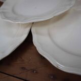 Set of 5 Sarreguemines flat plates in cream color