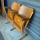 Wooden wooden metal base armchairs 1950s ́