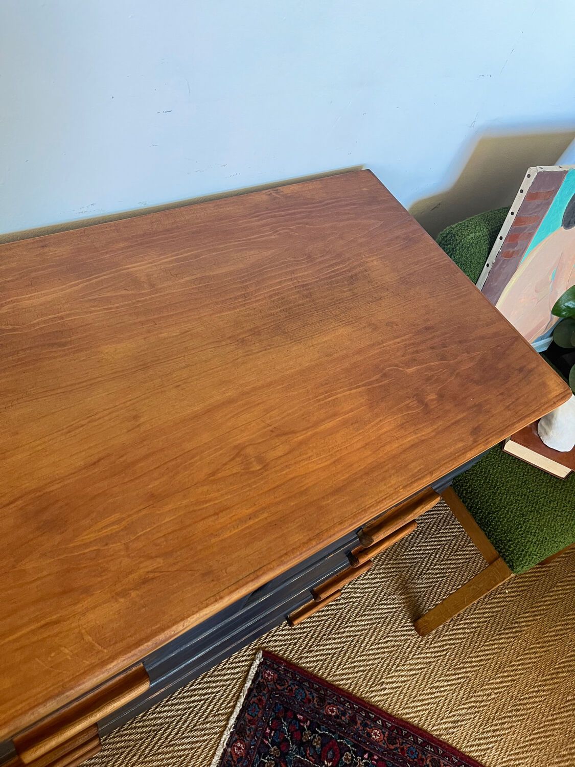 Vintage patinated black craft furniture style chest of drawers