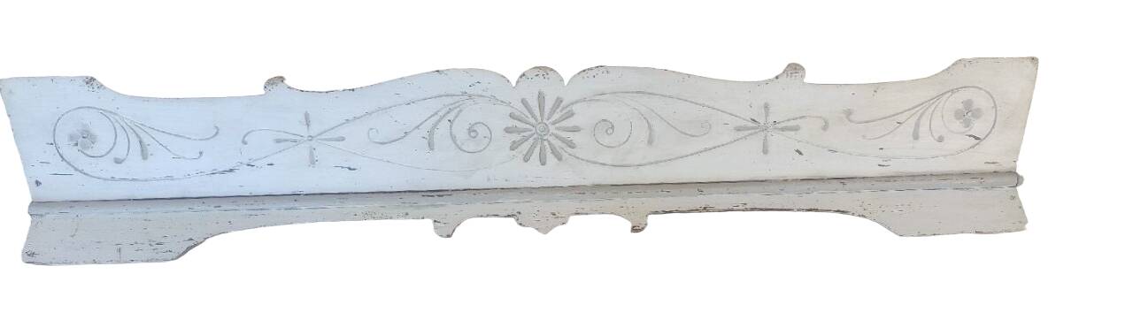 Antique Liberty painted, shaped and engraved wooden flowerpot holder