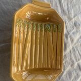 Vintage slip glazed ceramic asparagus dish