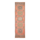 Tapis de couloir turc vintage en laine et coton terracotta