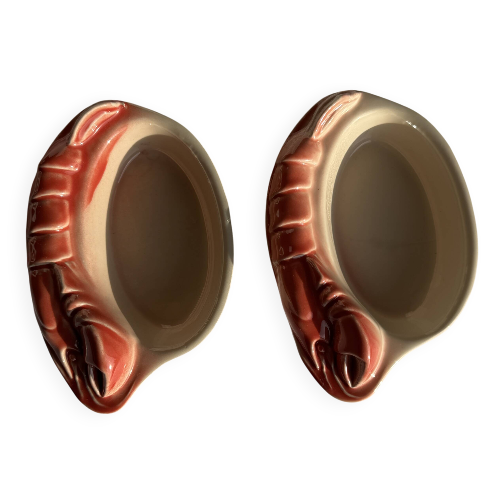 Pair of vintage lobster mini ramekins Saint Amand D15.5