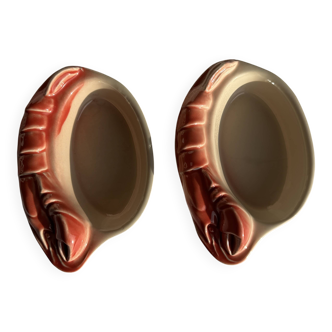 Pair of vintage lobster mini ramekins Saint Amand D15.5