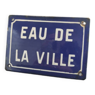 Plaque émaillée eau de la ville