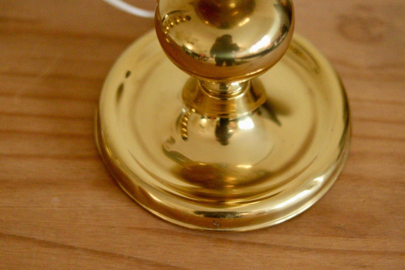 Pair of tall mid-century Swedish brass bobbin lamps by Aneta