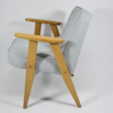 Original restored 366 armchair, 1960s icon, oak wood, blue