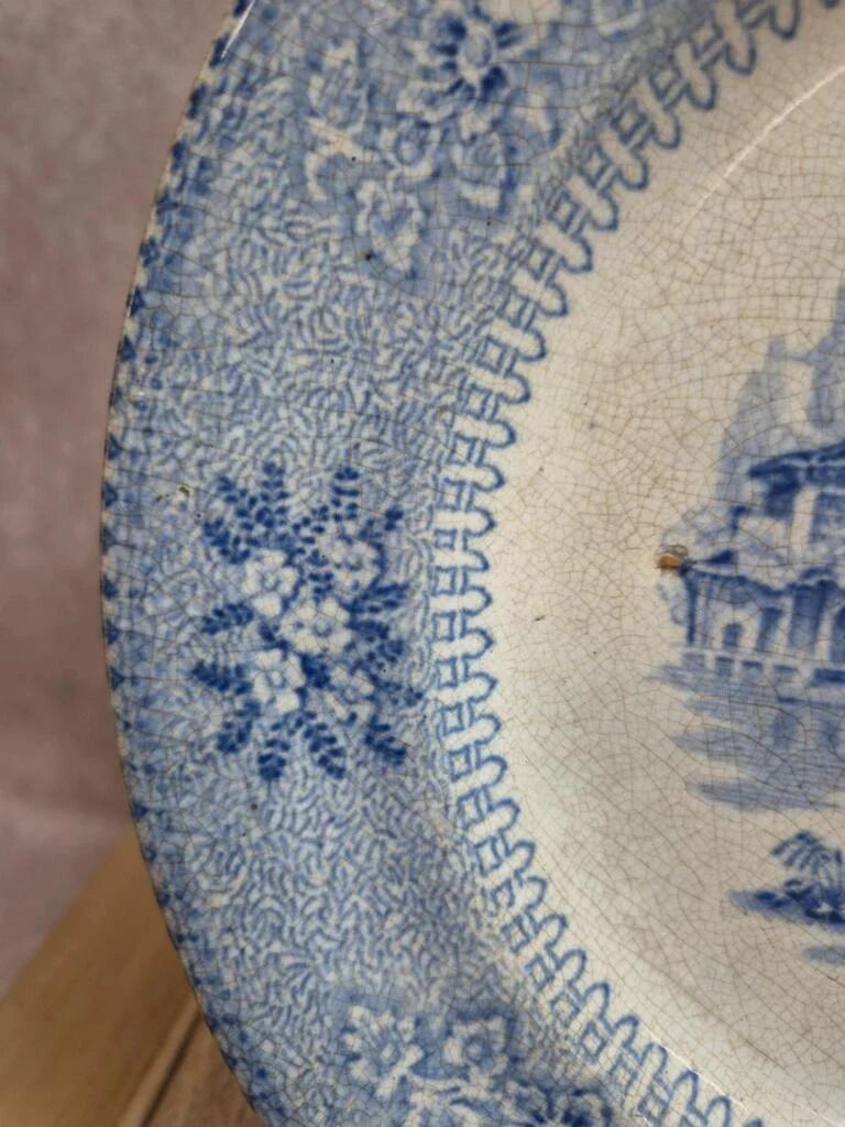 Assiette anglaise ancienne XIXe siècle bleu transferware CEM Clementson Brothers