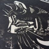 Gerhart Bettermann, 2 Cats, 1980s, Woodcut