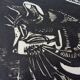 Gerhart Bettermann, 2 Cats, 1980s, Woodcut
