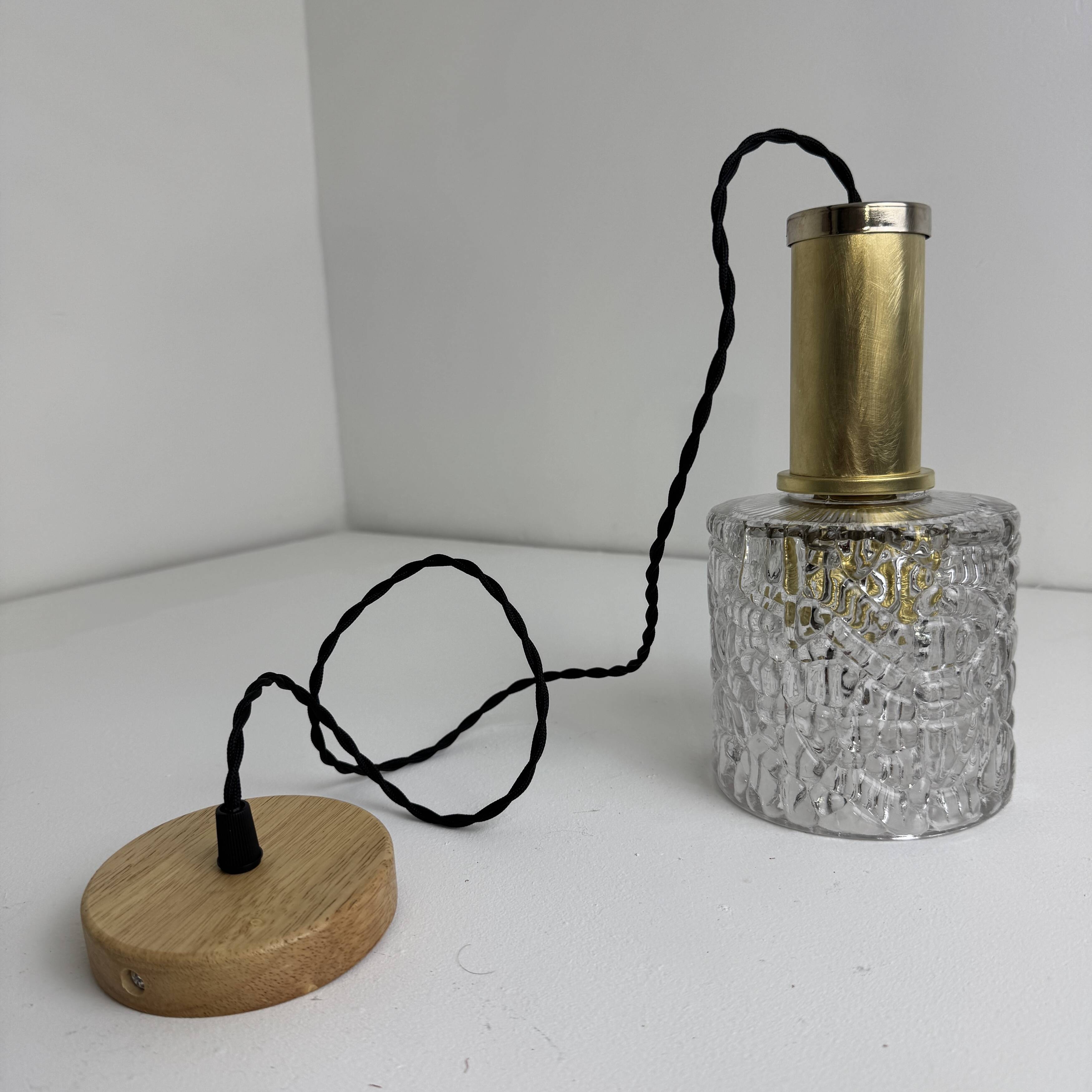 Pair of vintage textured glass suspensions