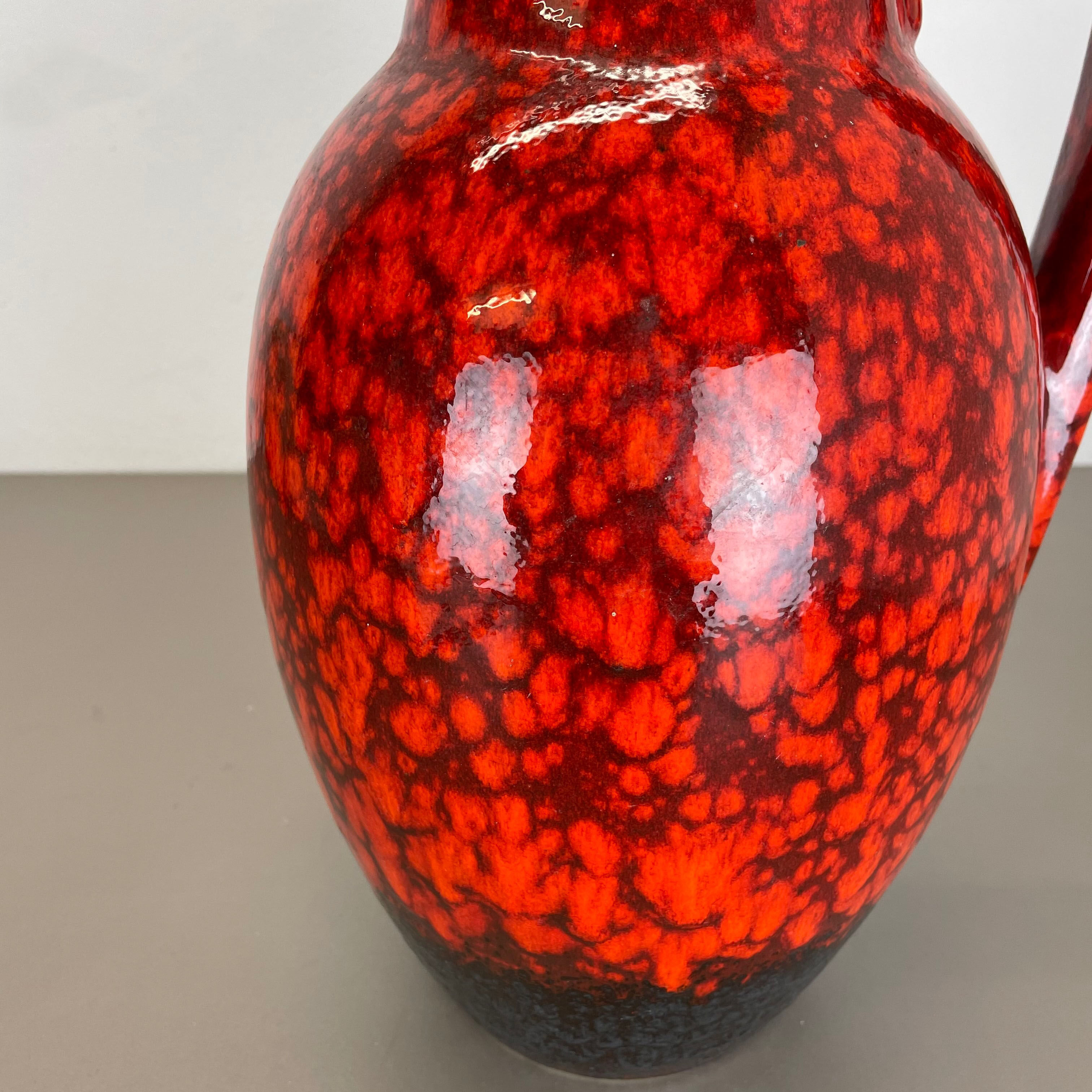 Pottery fat lava multi-color red black floor vase made by scheurich, 1970s