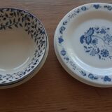 3 bowls and 5 blue plates