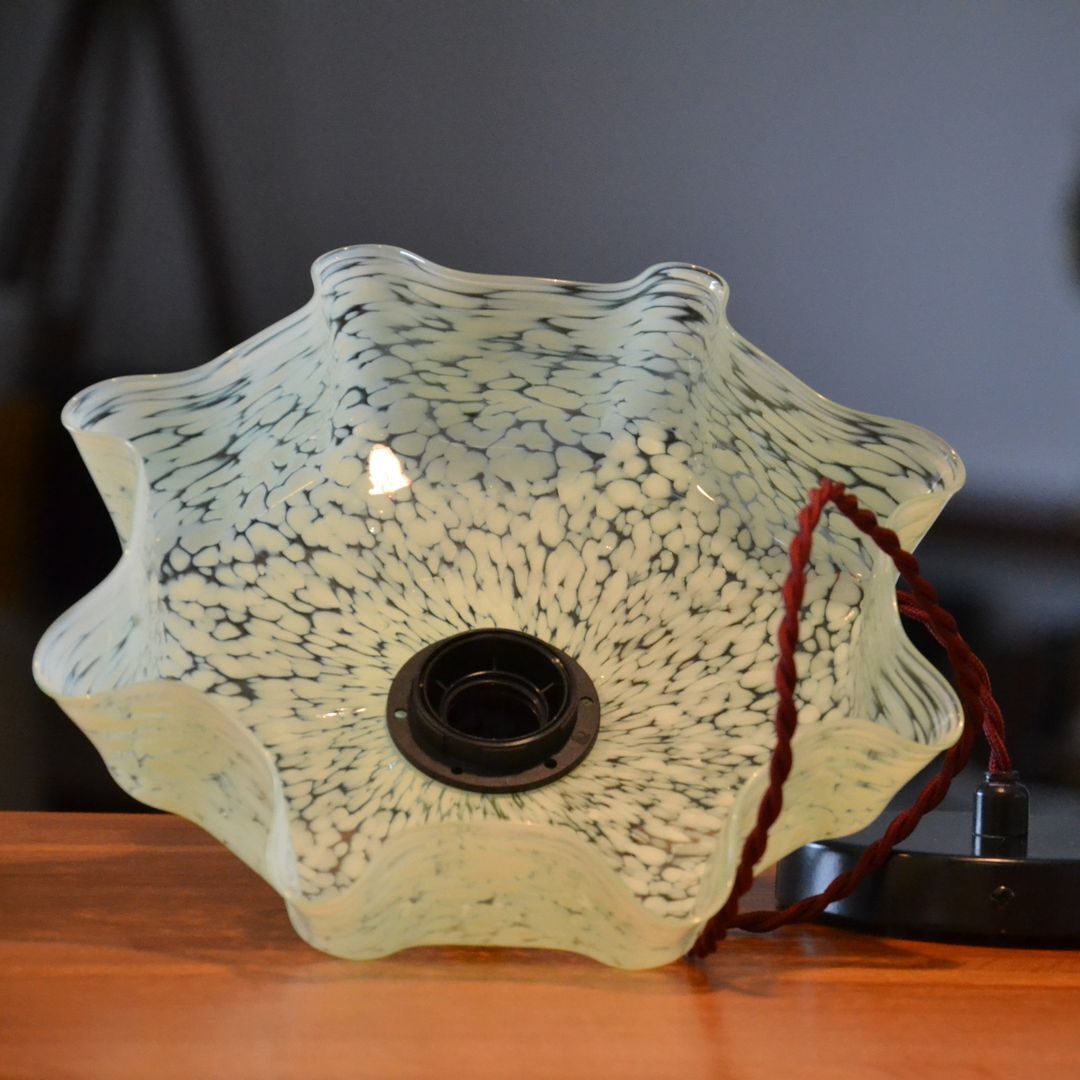 Vintage hanging draped green Clichy glass