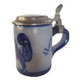Beer mug with pure pewter lid