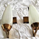 Brass and white glass wall lamps