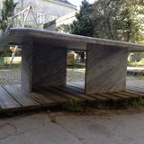 Table basse vintage en marbre travertin