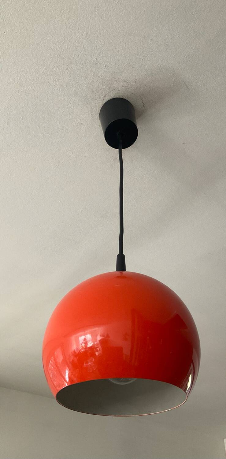 Space Age orange metal pendant light